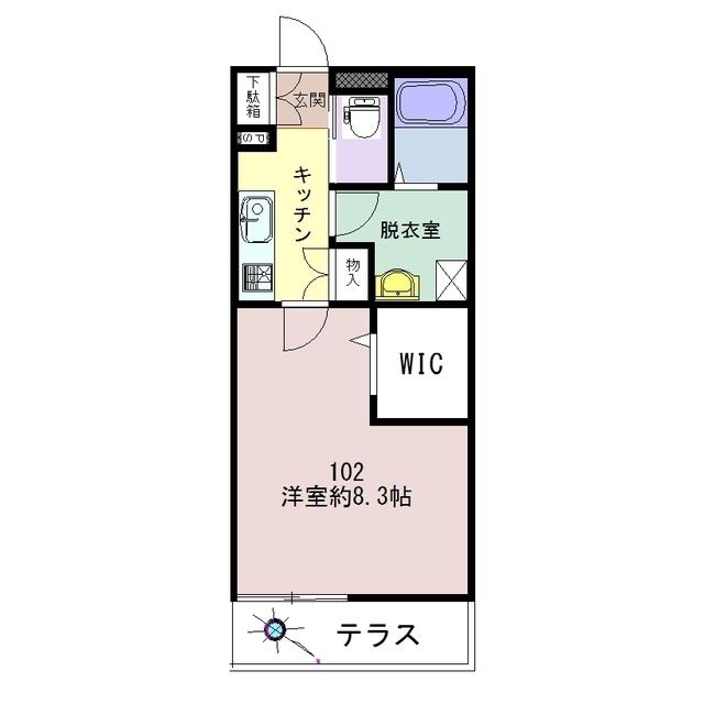 GAIA NST(1K/1階)の間取り写真