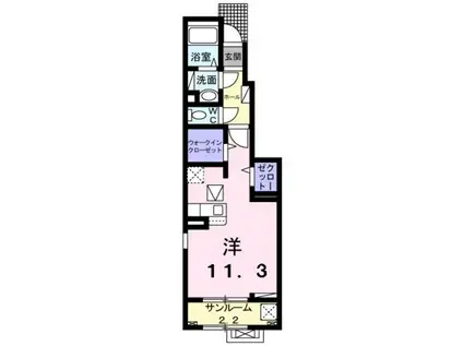 メゾン ド アコールC(ワンルーム/1階)の間取り写真
