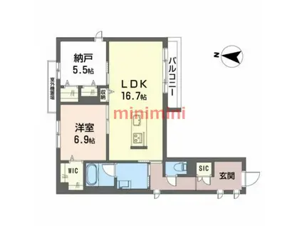シャーメゾン京口(1SLDK/3階)の間取り写真