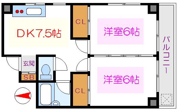 オリエンタルマンション(2DK/3階)の間取り写真