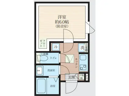 SOIE SOUND 新松戸(1K/1階)の間取り写真