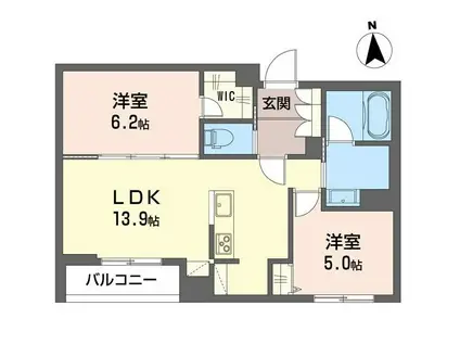 スタジョーネ(2LDK/2階)の間取り写真