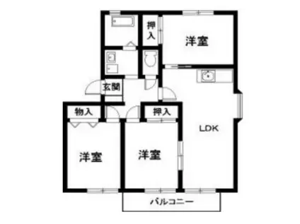 ハートホーム山本D(3LDK/3階)の間取り写真