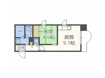 山京ガーデンハイツ西15(1LDK/2階)の間取り写真