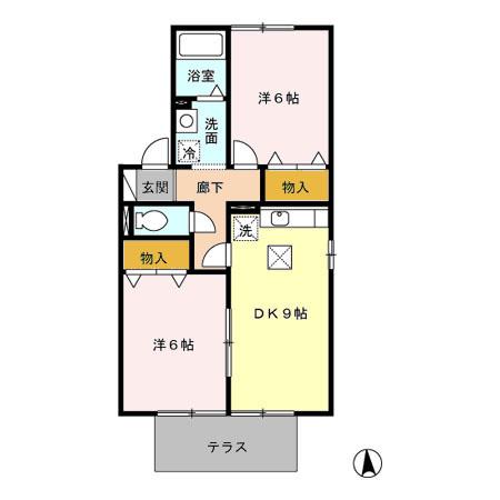 クレール上今井(2DK/1階)の間取り写真