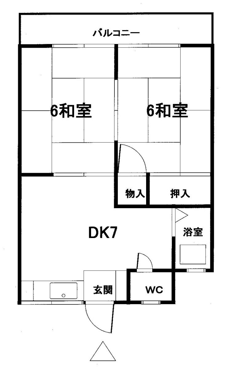 ファミール(2DK/1階)の間取り写真