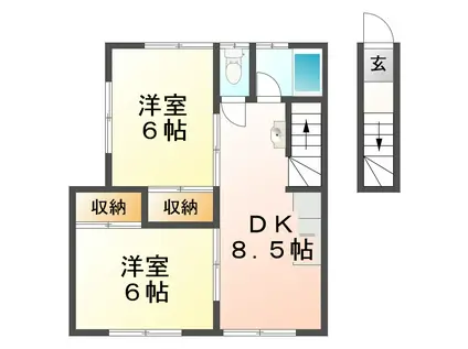 レシア星が丘(2DK/1階)の間取り写真