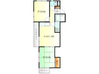 カーサ妙蓮寺Ⅰ(2DK/2階)の間取り写真