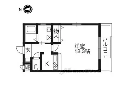 ラフィーネ桂Ⅱ(1K/1階)の間取り写真