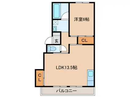 コニファーマンション岡田(1LDK/1階)の間取り写真