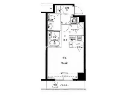 アデッソ上野ベレッツァ(1K/9階)の間取り写真