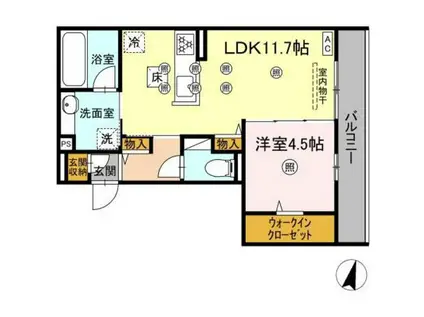 フィオーレ(1LDK/1階)の間取り写真