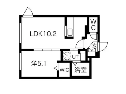 ラ・ビスタ4-12 (1LDK/4階)の間取り写真