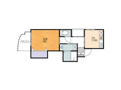 エバーグリーン植政(1DK/3階)の間取り写真