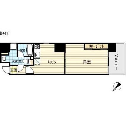 ボーベル南船場(1DK/5階)の間取り写真