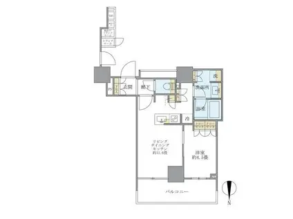 BRILLIATOWER上野池之端(1LDK/12階)の間取り写真