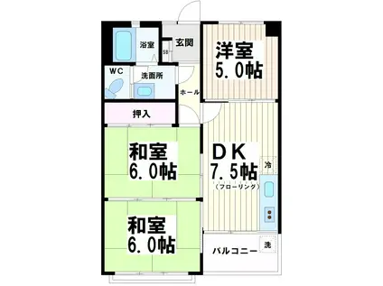 烏山南2号棟(3DK/1階)の間取り写真
