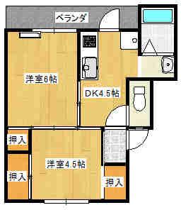 ヴィラナリー中辺路(2DK/2階)の間取り写真