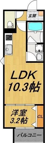 LECOCON上飯田(1LDK/3階)の間取り写真