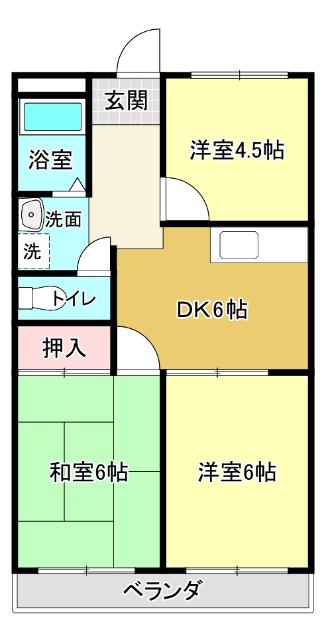 ピアパープル(3DK/2階)の間取り写真