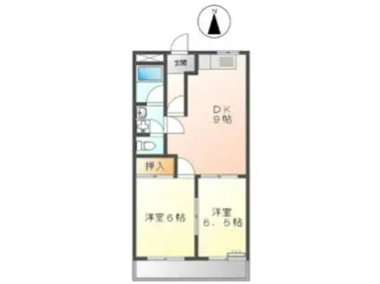 ヤマダハイツ(2DK/2階)の間取り写真