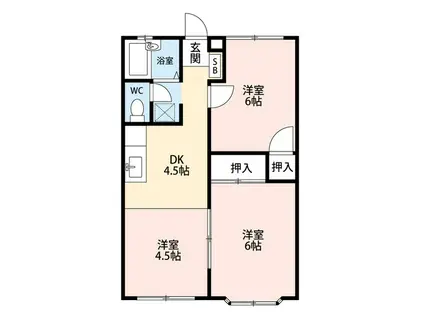 シェソールE(3K/2階)の間取り写真