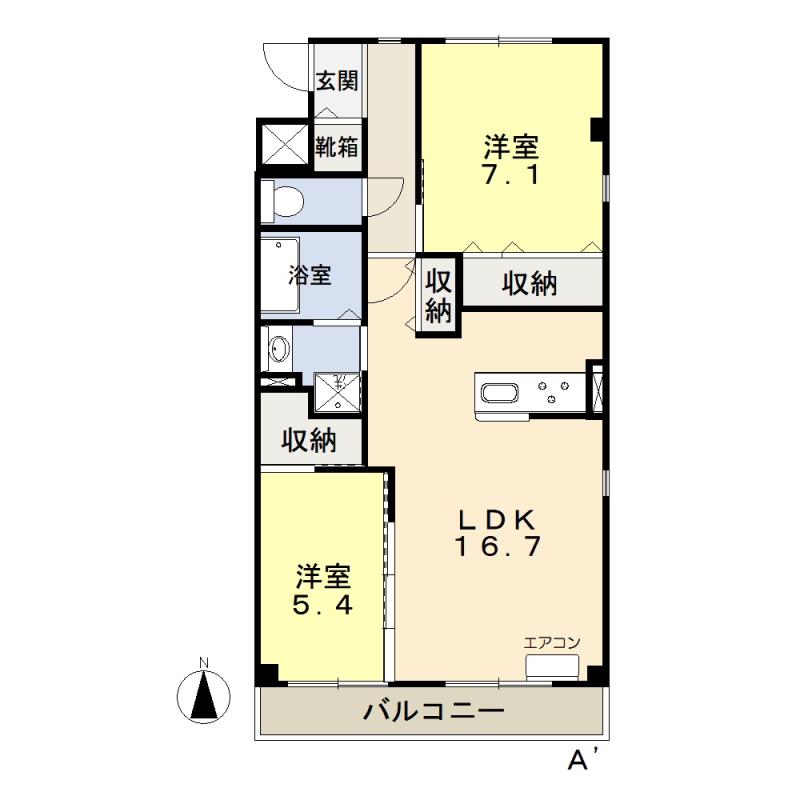 クレセント中仙道6(2LDK/1階)の間取り写真