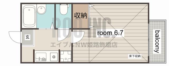 ノーブル青山II(1K/2階)の間取り写真