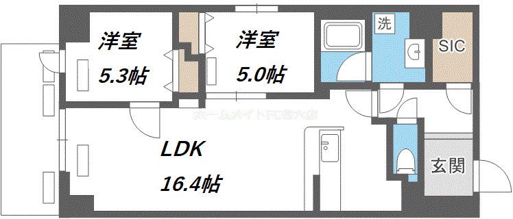 プレサンスNEO新深江リュミエル(2LDK/10階)の間取り写真
