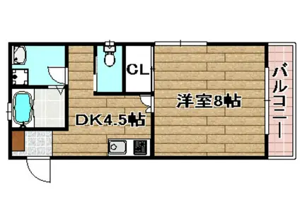 シティコート城北(1DK/2階)の間取り写真