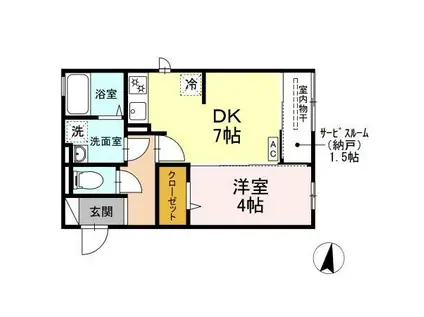 D-ROOM元町(1DK/2階)の間取り写真