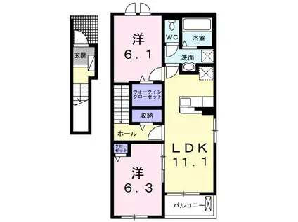 アベニール VI(2LDK/2階)の間取り写真