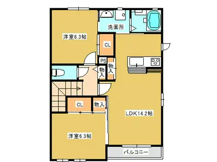 LA・VISTAC(2LDK/2階)の間取り写真