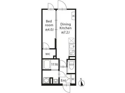 グランパセオ目黒西小山(1DK/4階)の間取り写真