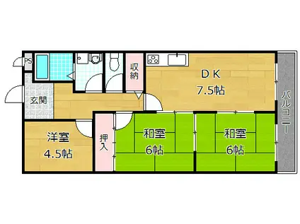 グリーンハイツ長尾台(3DK/1階)の間取り写真