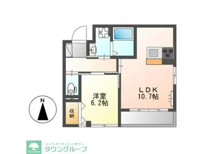 CASA RIVIERA(1LDK/2階)の間取り写真