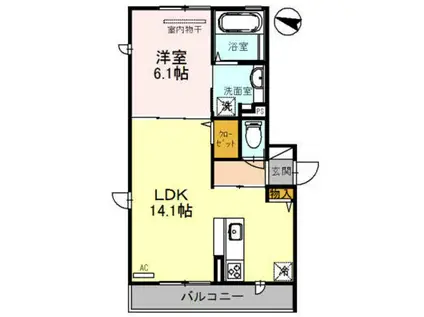 アスールロザーノ(1LDK/3階)の間取り写真