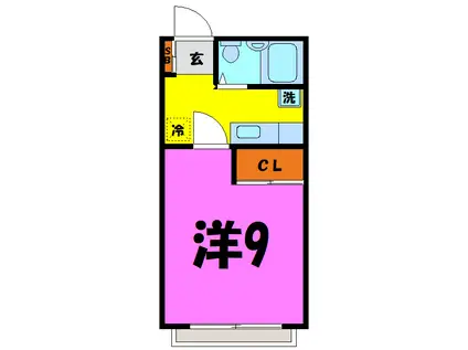 ミヤマハイツI(1K/1階)の間取り写真