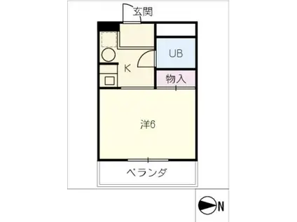 ＪＲ東海道本線 稲沢駅 徒歩12分 4階建 築34年(1K/4階)の間取り写真