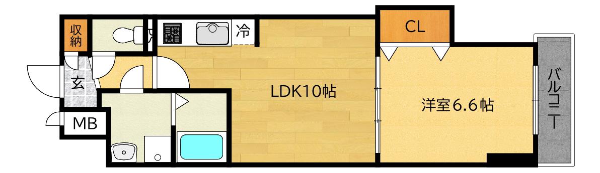 サンハイム平野宮町(1LDK/8階)の間取り写真