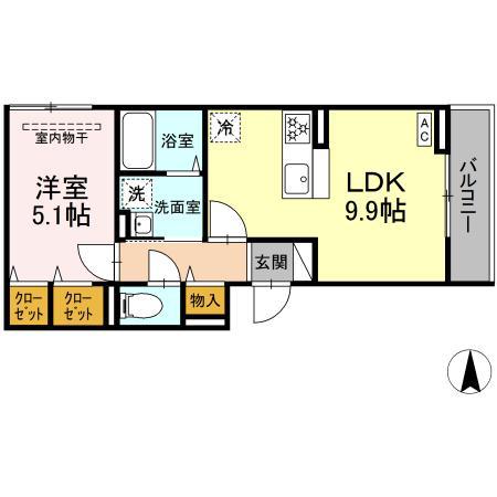 ディパイナ矢向(1LDK/2階)の間取り写真