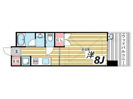 FLAT長田北町(1K/6階)の間取り写真