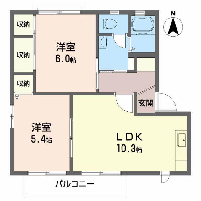 バリュージュ新須賀 B棟(2LDK/2階)の間取り写真