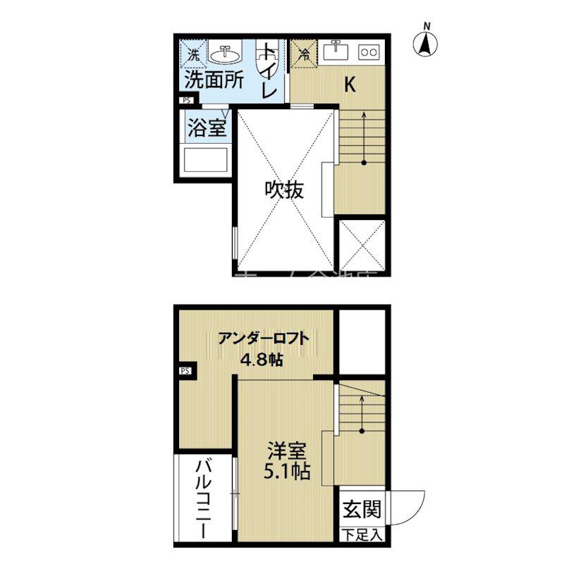 タウリス(1K/2階)の間取り写真