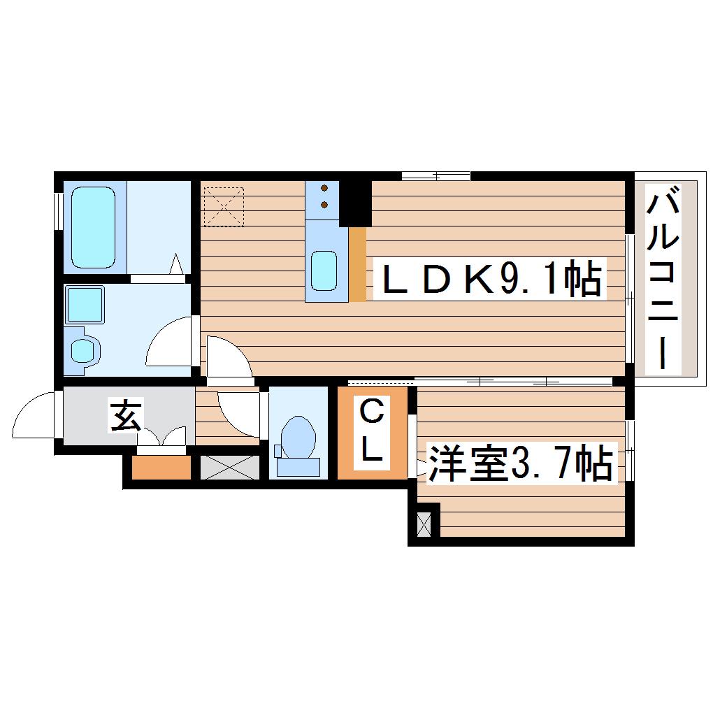 セントレ富沢 II(1LDK/1階)の間取り写真