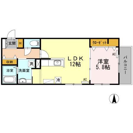ウェルデンス江古田(1LDK/2階)の間取り写真