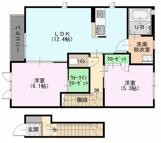 ディアスOSAKI(2LDK/2階)の間取り写真
