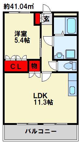 グランティス・B(1LDK/2階)の間取り写真