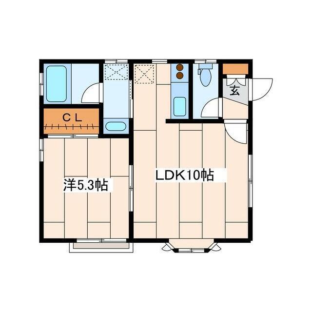 ラーク南(1LDK/2階)の間取り写真