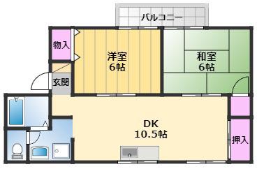 セジュールエクレアB棟(2DK/1階)の間取り写真